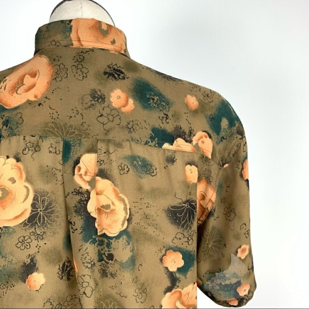 Magic womens top size L Multicolored floral button down vintage 60s 70s - Picture 5 of 10